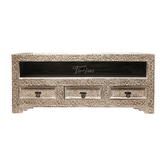 Indian Hand Carved Solid Wooden TV Unit 02